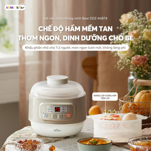 Nồi nấu chậm Bear 0.8L DDZ-A08T8 - Ảnh 2