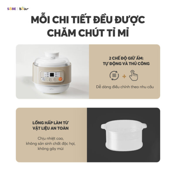 Nồi nấu chậm Bear 0.8L DDZ-A08T8 - Ảnh 13