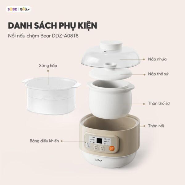 Nồi nấu chậm Bear 0.8L DDZ-A08T8 - Ảnh 15