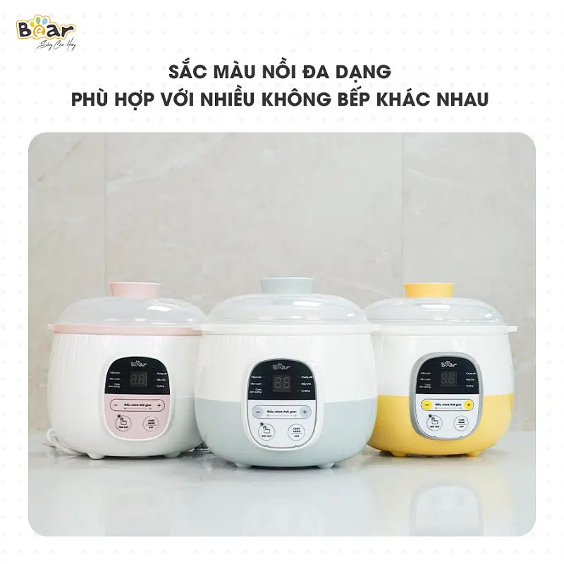 Nồi nấu chậm Bear 0.8l SUBE001 màu sắc dễ thương nồi nấu chậm Bear 0.8l SUBE001