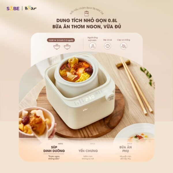 Nồi nấu chậm Bear 0.8L SB-NNC08 - Ảnh 6