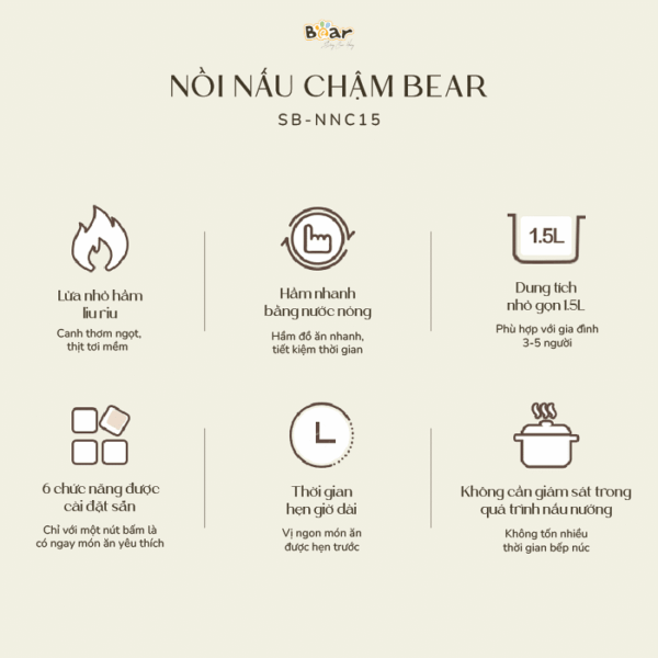 Nồi nấu chậm Bear 1.5L SB-NNC15 - Ảnh 9