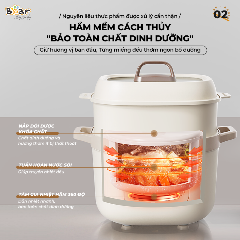 Nồi nấu chậm SB-NNC16 bảo đảm dinh dưỡng đồ ăn Nồi nấu chậm SB-NNC16 bảo đảm dinh dưỡng đồ ăn