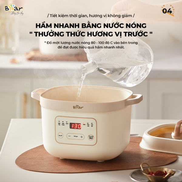 Nồi nấu cháo chậm Bear 1.6L vuông SB-NNC16 - Ảnh 6