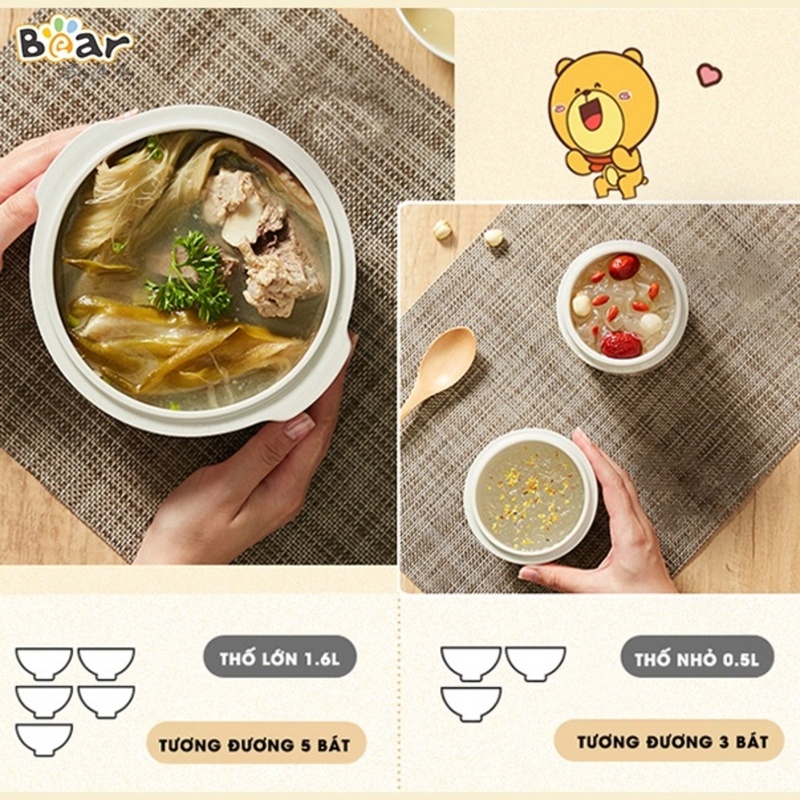 nồi nấu chậm bear 1.6l sube002