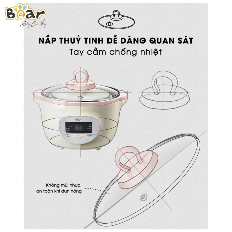 nồi nấu chậm bear 1.6l sube002