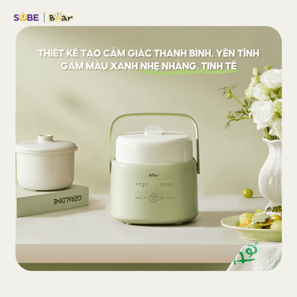 Nồi nấu chậm Bear 1L SC-4H10E, tặng kèm xửng hấp - Ảnh 5