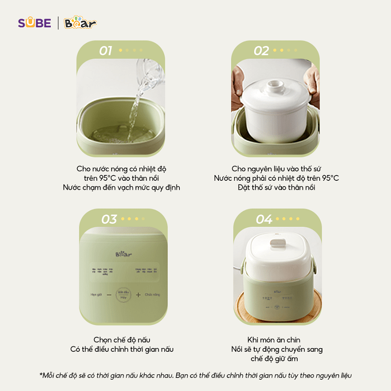Hướng dẫn sử dụng nồi nấu chậm Bear 1L SC-4H10E Hướng dẫn sử dụng nồi nấu chậm Bear 1L SC-4H10E