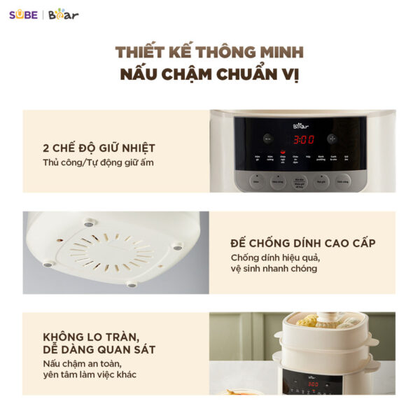 Nồi nấu chậm Bear 2.5L SC-5H25M34 - Ảnh 6
