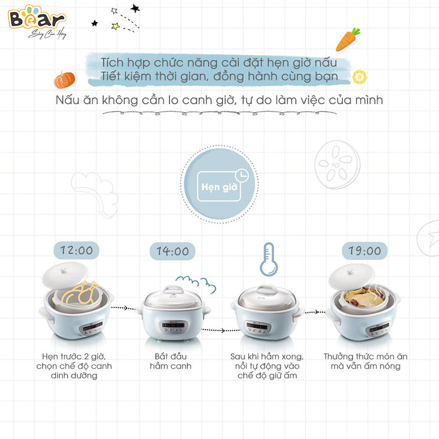 nồi nấu chậm Bear 2.5l SUBE003