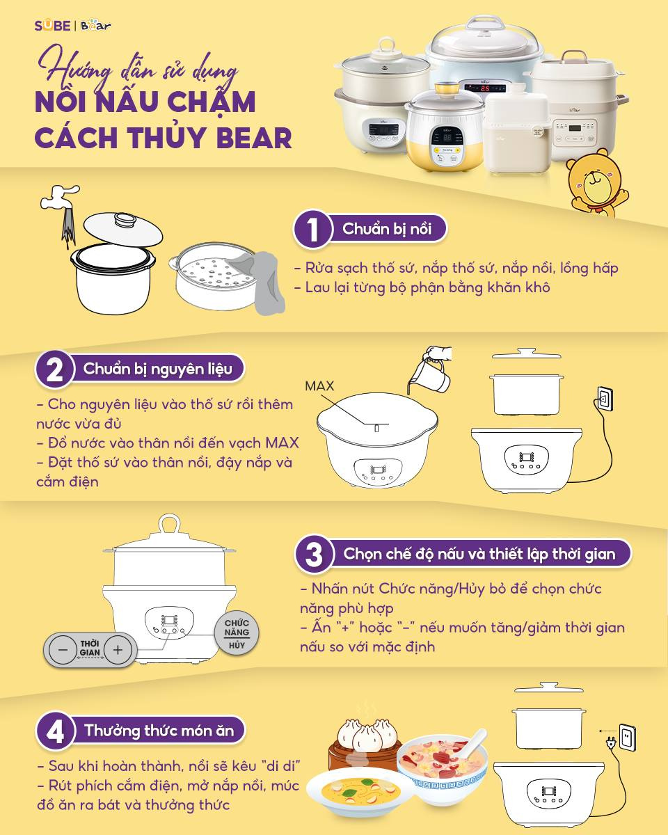 nồi nấu chậm Bear 2.5l SUBE003
