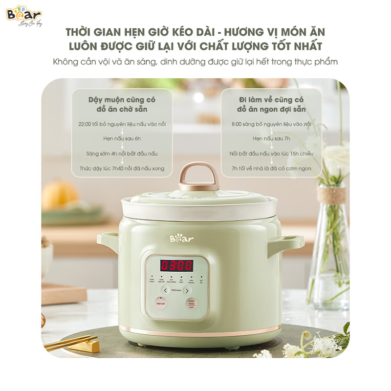 Nồi nấu chậm Bear 2L SB-NNC20 có chức năng hẹn giờ Nồi nấu chậm Bear 2L SB-NNC20