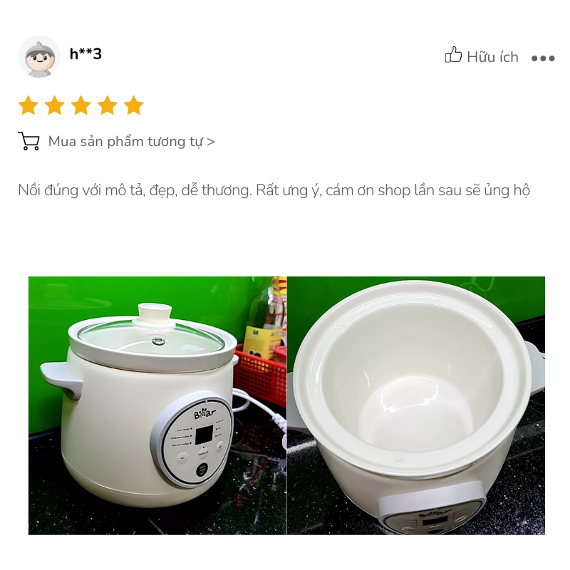 Nồi Nấu Chậm Bear đẹp Nồi Nấu Chậm Bear 1.5L SB-NNC15