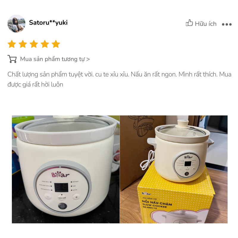 Nồi Nấu Chậm Bear tốt Nồi Nấu Chậm Bear 1.5L SB-NNC15