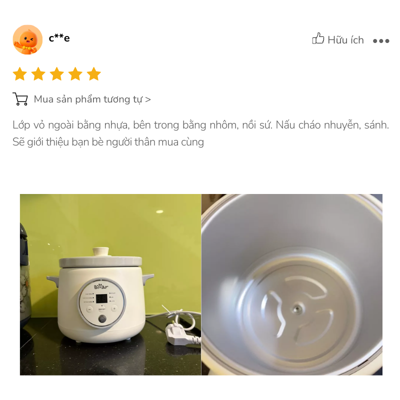 Nồi Nấu Chậm Bear dễ dùng Nồi Nấu Chậm Bear 1.5L SB-NNC15