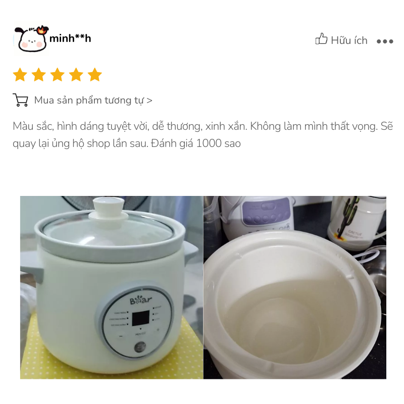 Nồi nấu chậm Bear tiện dụng Nồi Nấu Chậm Bear 1.5L SB-NNC15