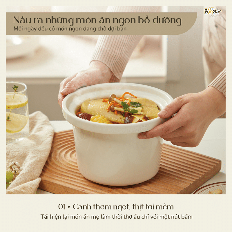 Nồi Nấu Chậm Bear 1.5L SB-NNC15 dễ dàng nấu món hầm Nồi Nấu Chậm Bear 1.5L SB-NNC15