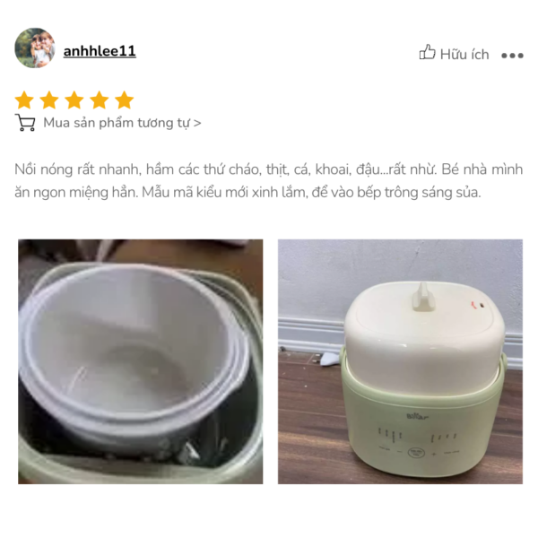 Nồi nấu chậm Bear 1L SC-4H10E, tặng kèm xửng hấp - Ảnh 15