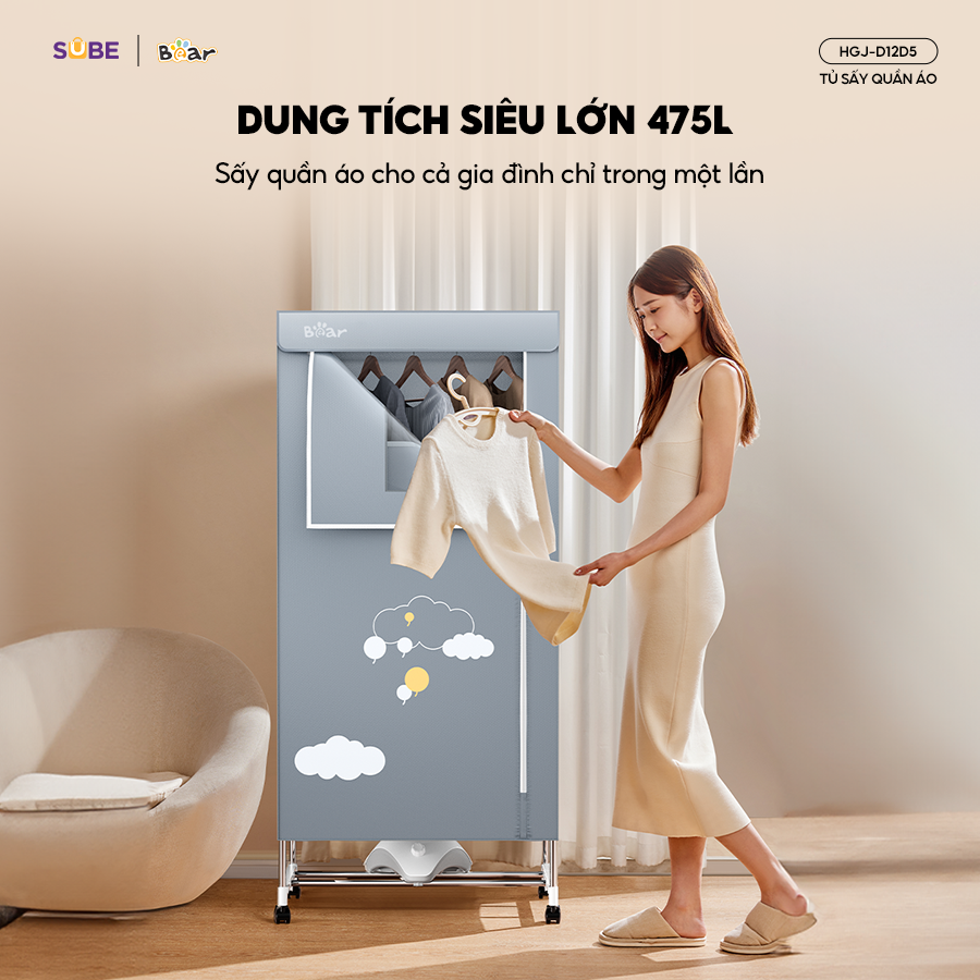 Dung tích lớn, sấy 2 tầng tiện dụng