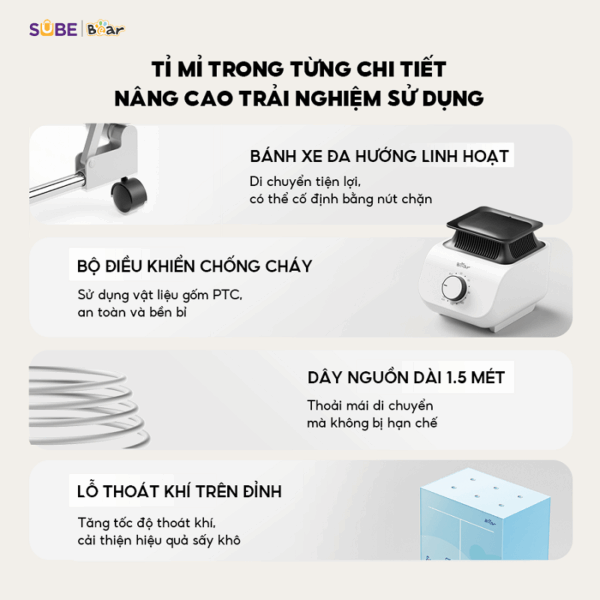 Tủ sấy quần áo Bear PCD-4H12G - Ảnh 12