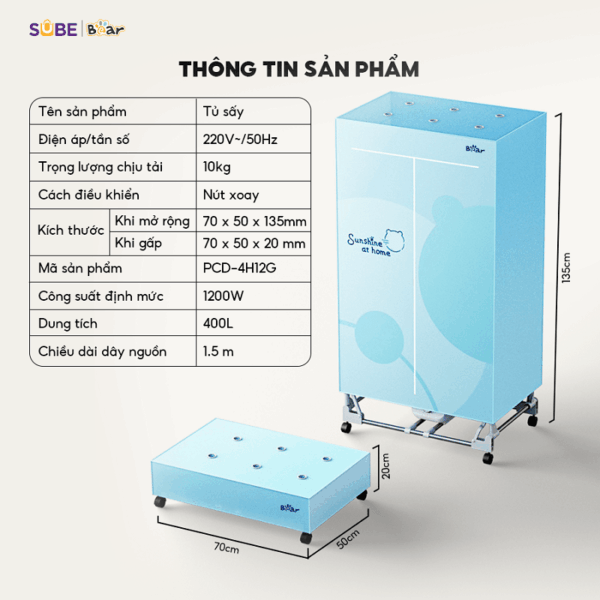 Tủ sấy quần áo Bear PCD-4H12G - Ảnh 13