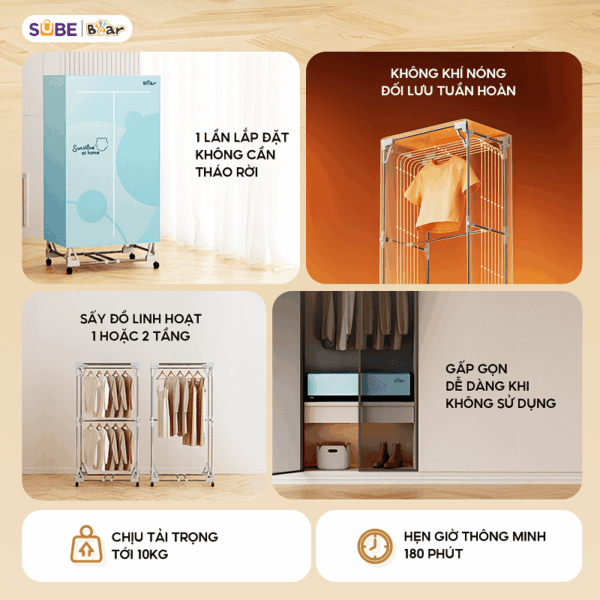 Tủ sấy quần áo Bear PCD-4H12G - Ảnh 2