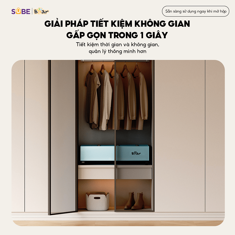 Quần áo được sấy khô một cách gọn gàng, tối ưu không gian sống